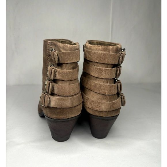 Sam Edelman Women's Lucca Suede Ankle Booties in Tan Beige - Picture 8 of 11